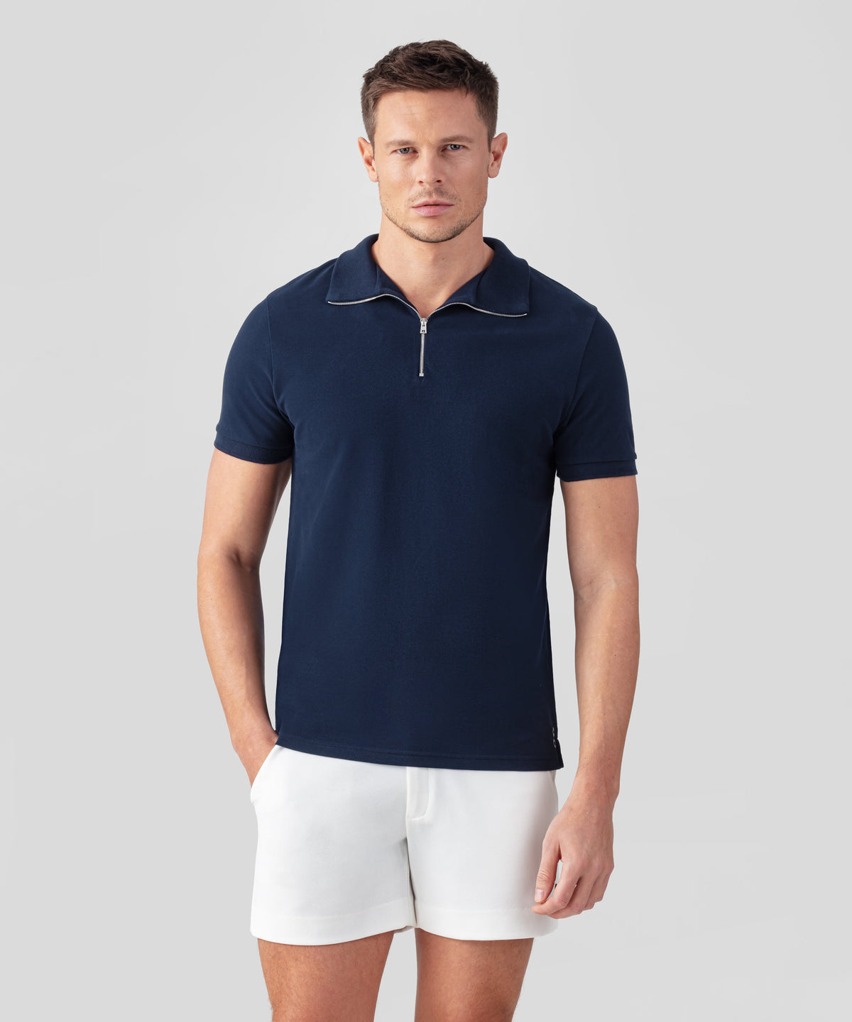 Cotton Piqué RD Polo: Navy