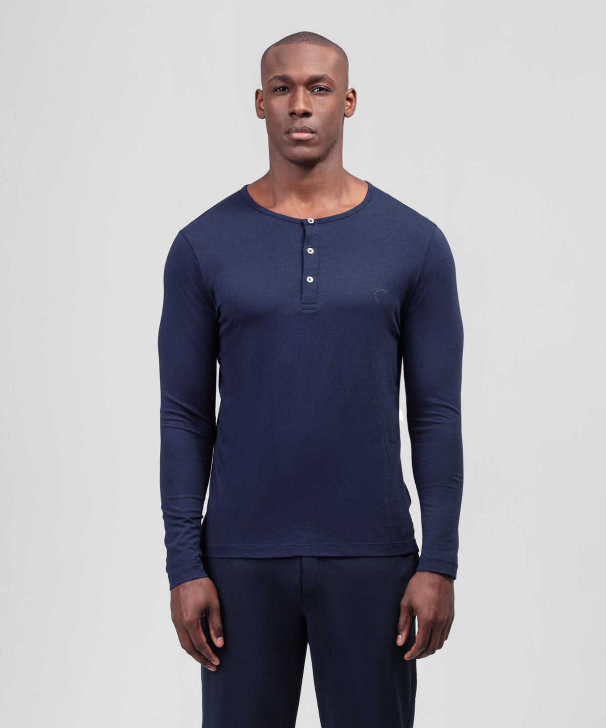 Long-Sleeved Henley: Navy