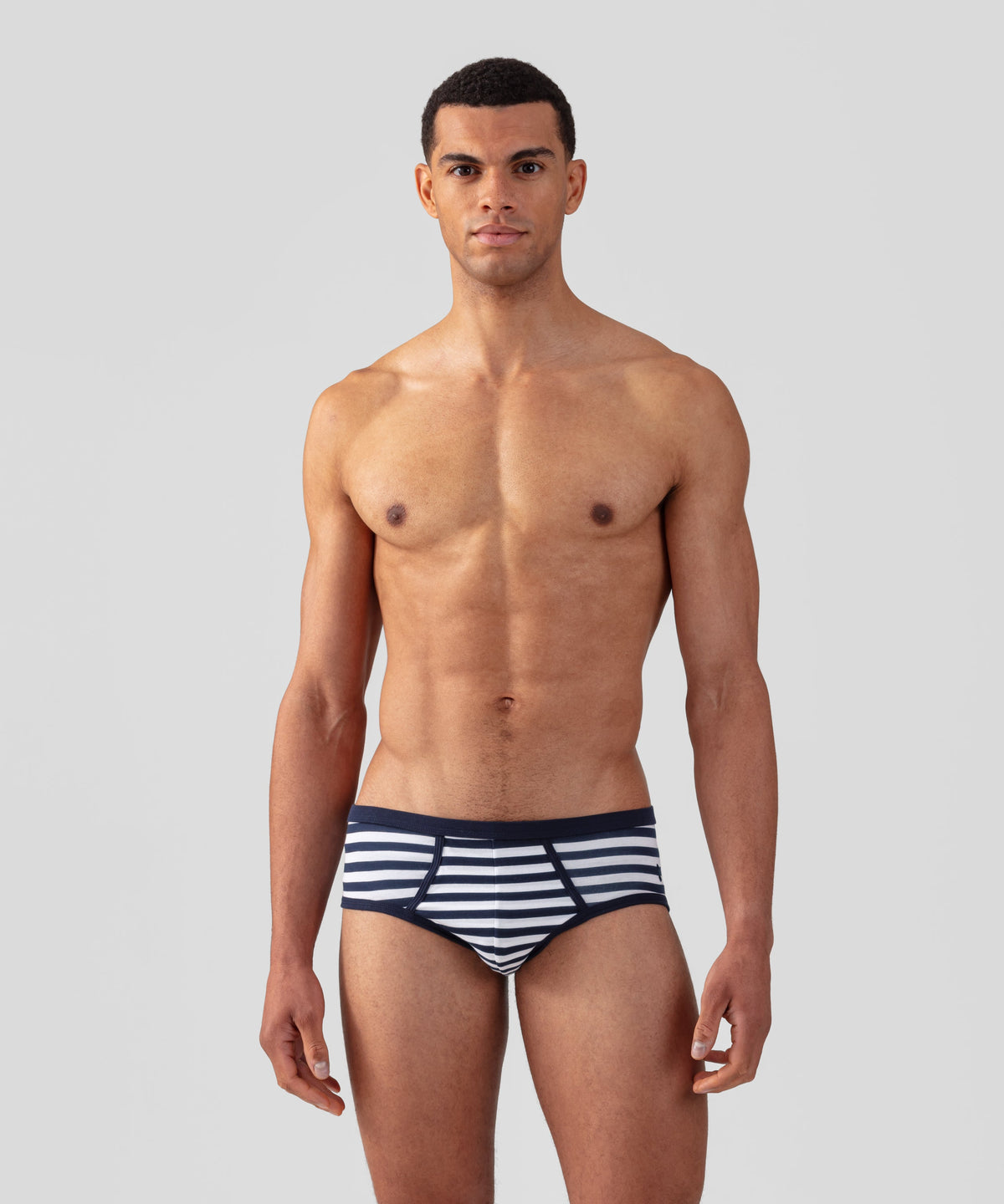 Y-Front Briefs w. Stripes: Navy/White