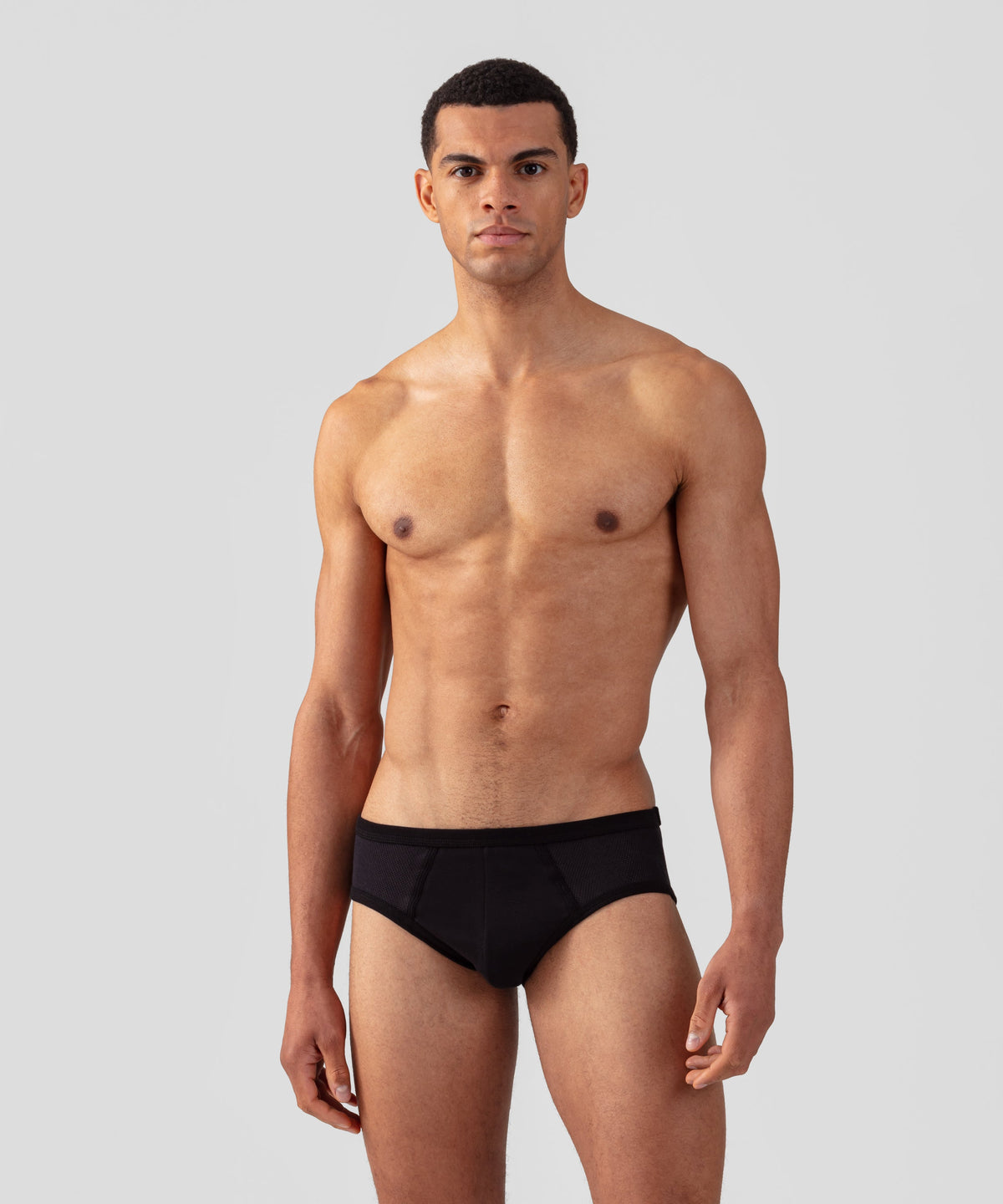Cotton Mesh Y-Front Briefs: Black