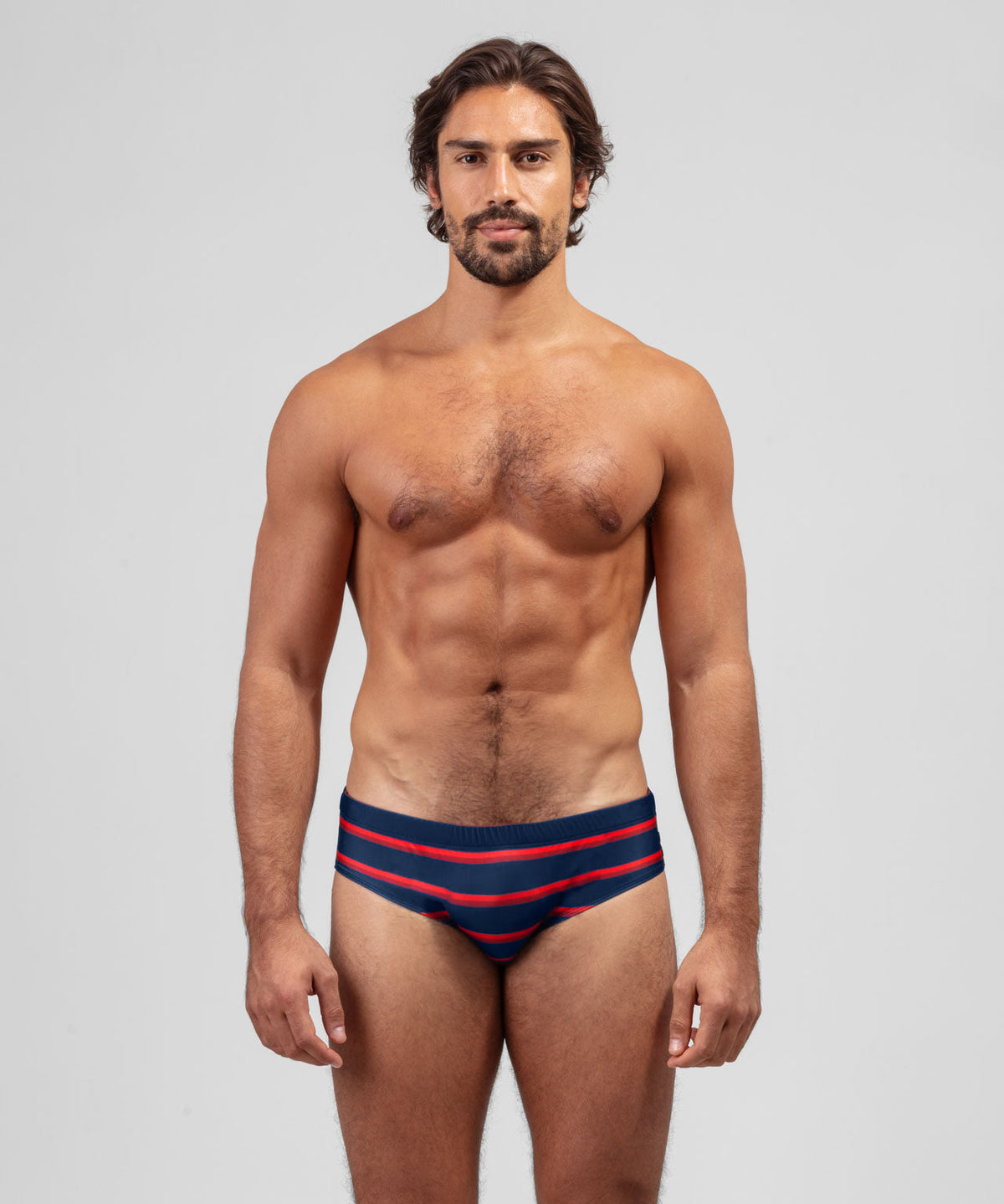 Swim Briefs Retro Stripes: Red / Navy