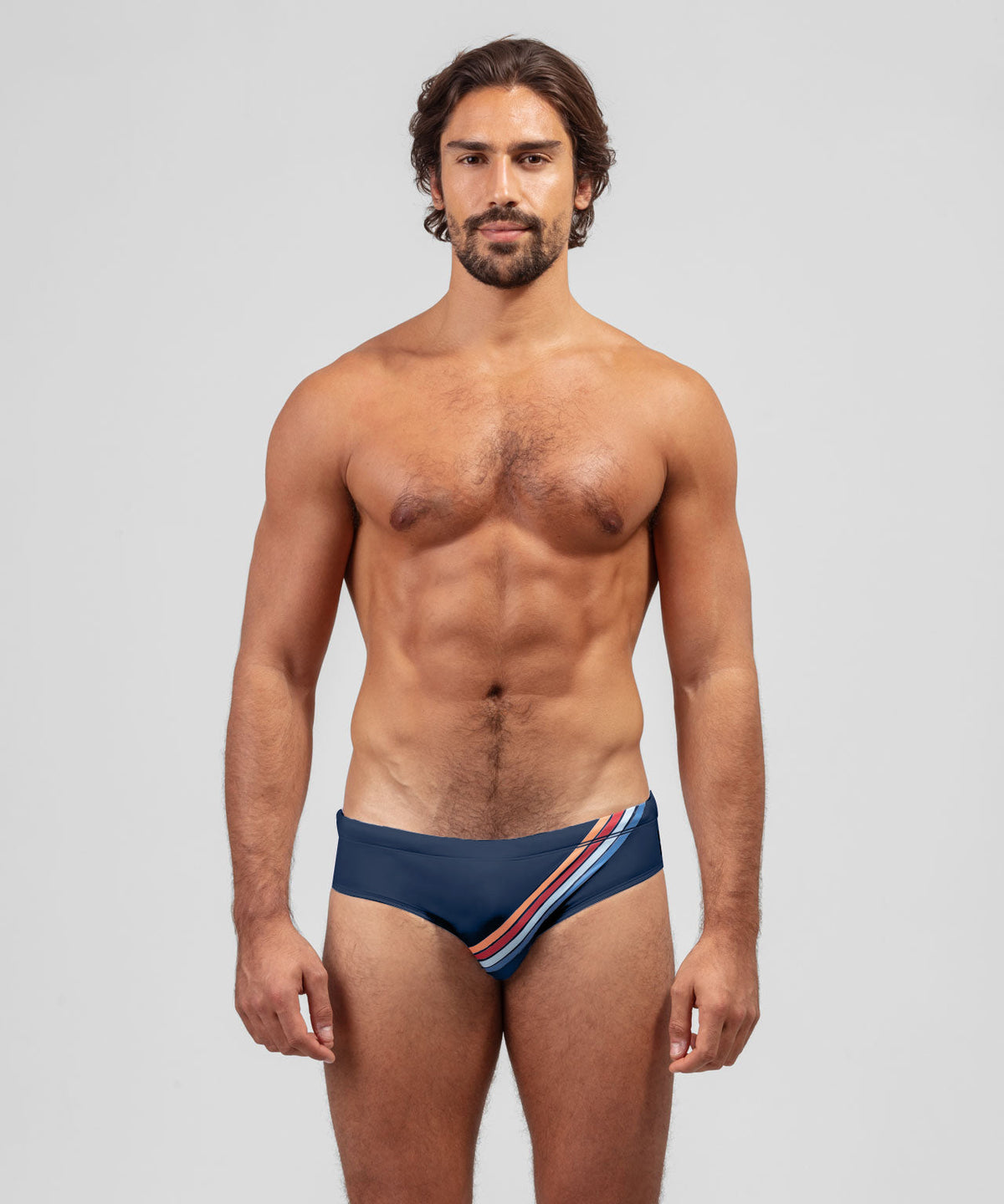 Swim Briefs Diagonal Multico Stripes: Navy
