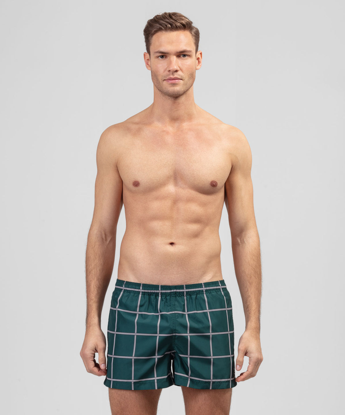 Swim Shorts Checkers: Pines Green