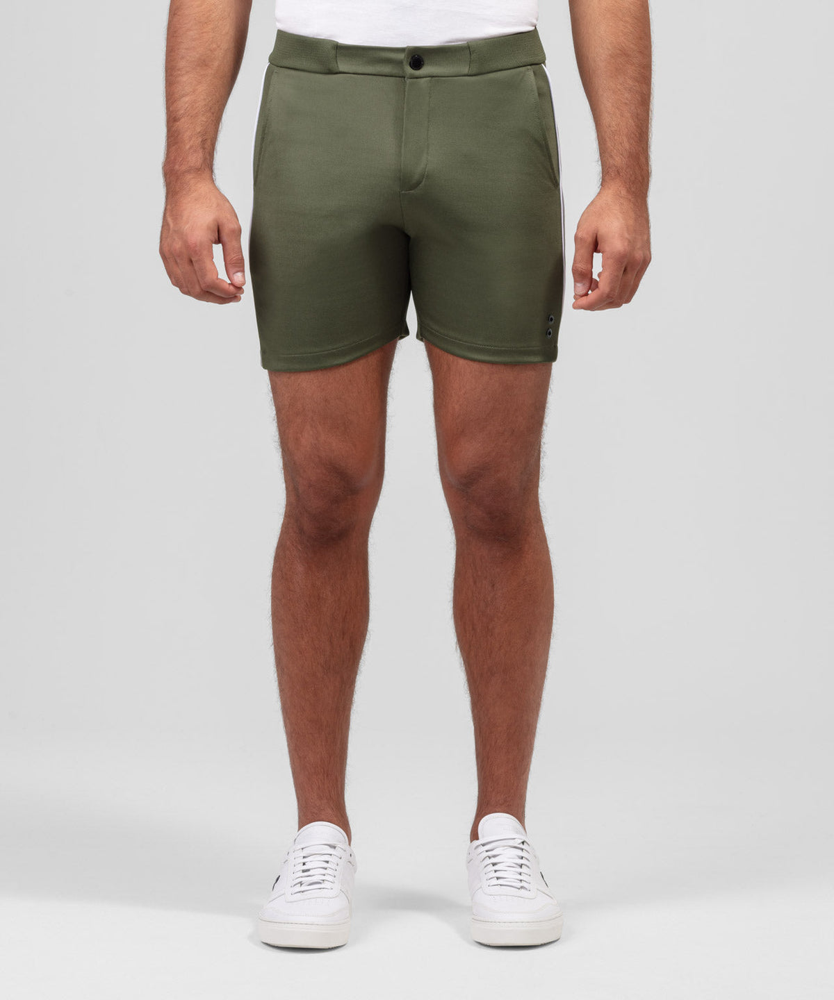 Track Shorts w Piping: Dark Olive Green