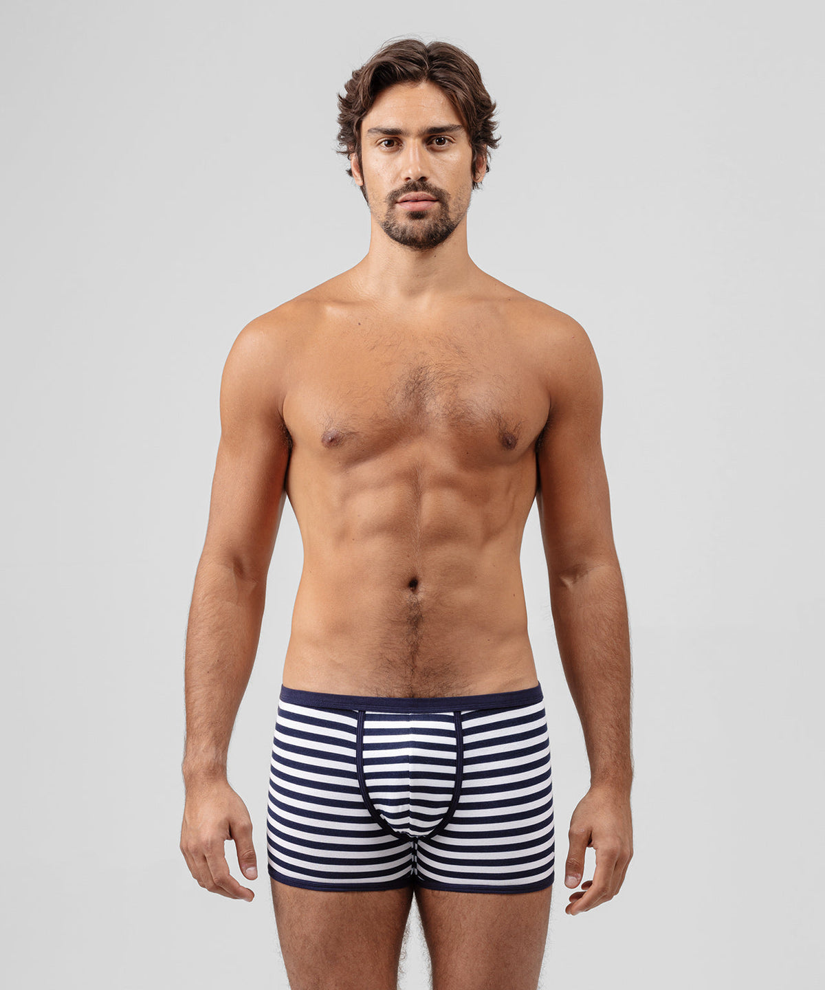 Striped Boxer Briefs: Navy/White