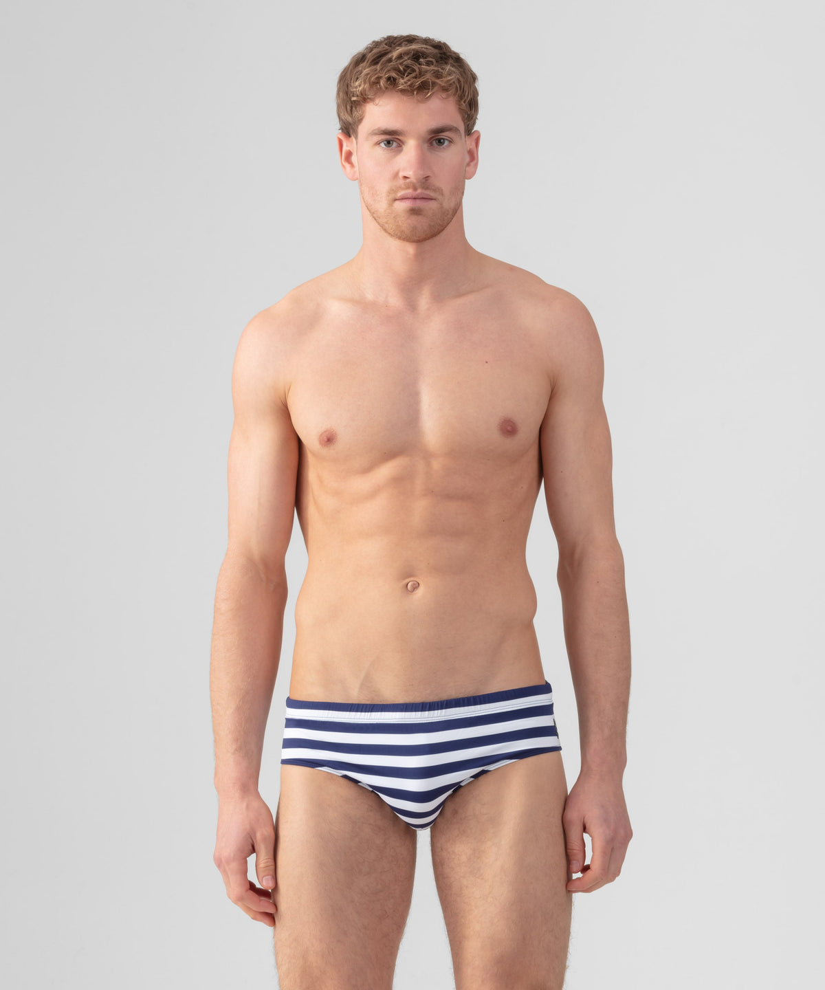 Swim Briefs Horizontal Stripes: Navy/White