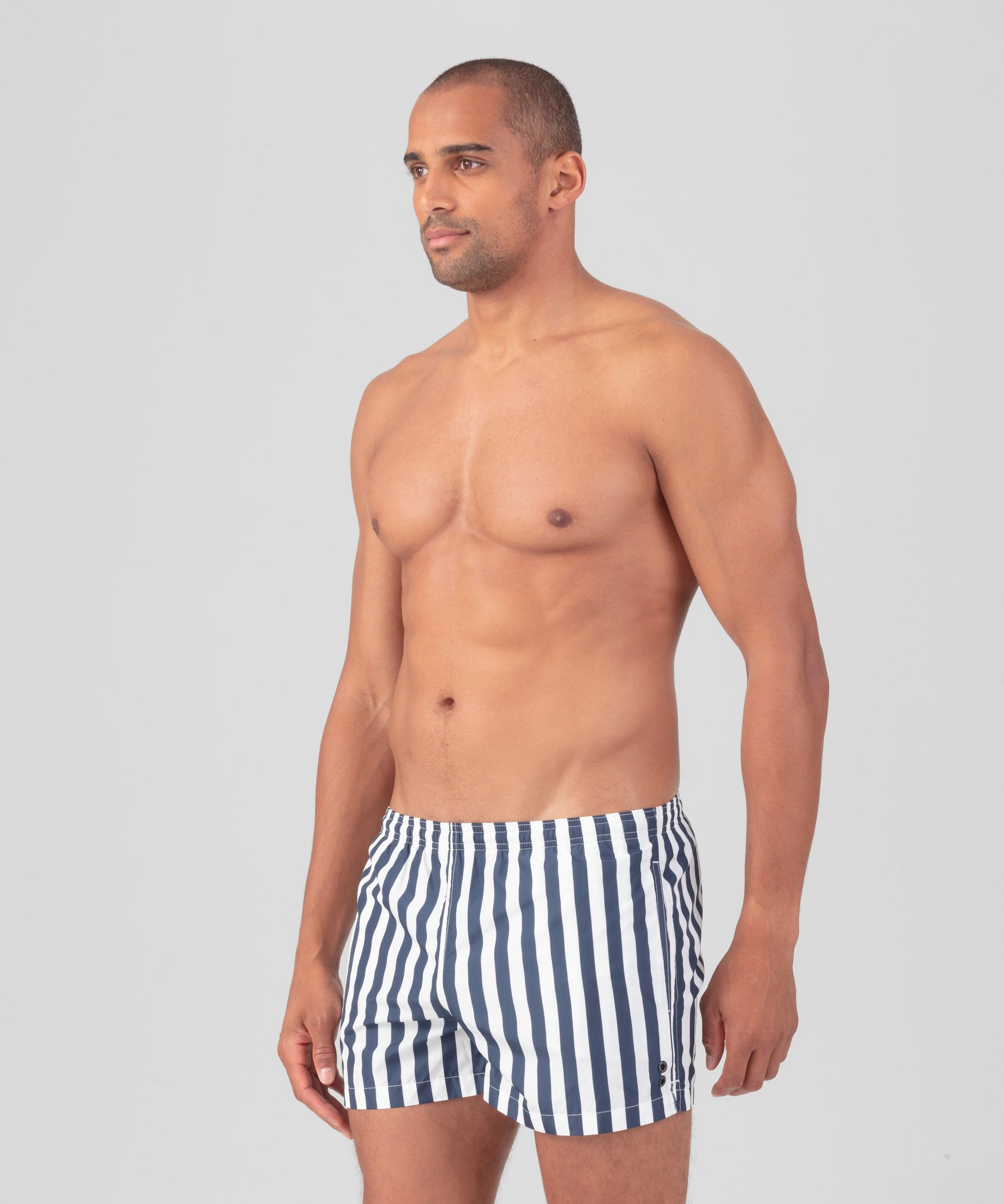 Swim Shorts Vertical Stripes: Navy/White