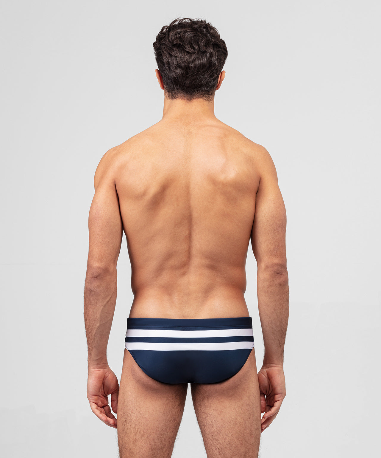 Swim Briefs Stripes: Navy/Off White