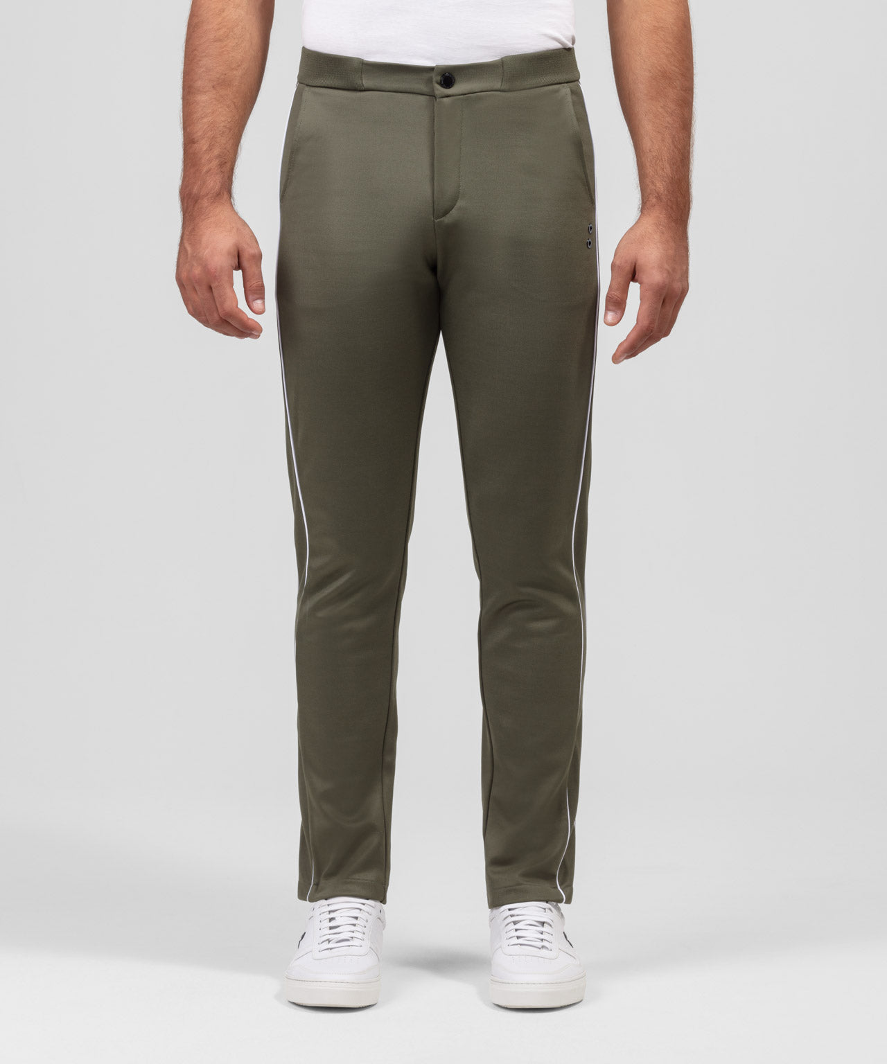 Track Pants w Piping: Dark Olive Green