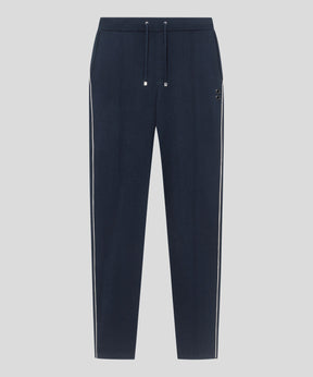 Cotton Silk Pants w. Piping: Navy