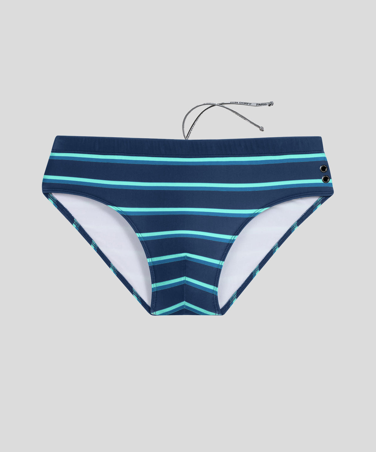 Swim Briefs Retro Stripes: Pistachio Green / Navy