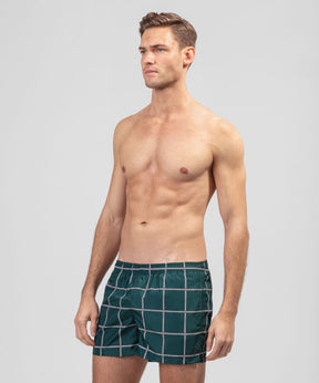 Swim Shorts Checkers: Pines Green