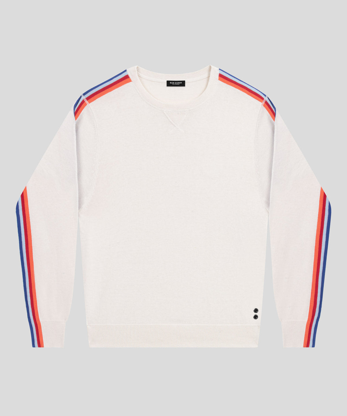 Cotton Cashmere Sweatshirt w Side Stripes: Off White