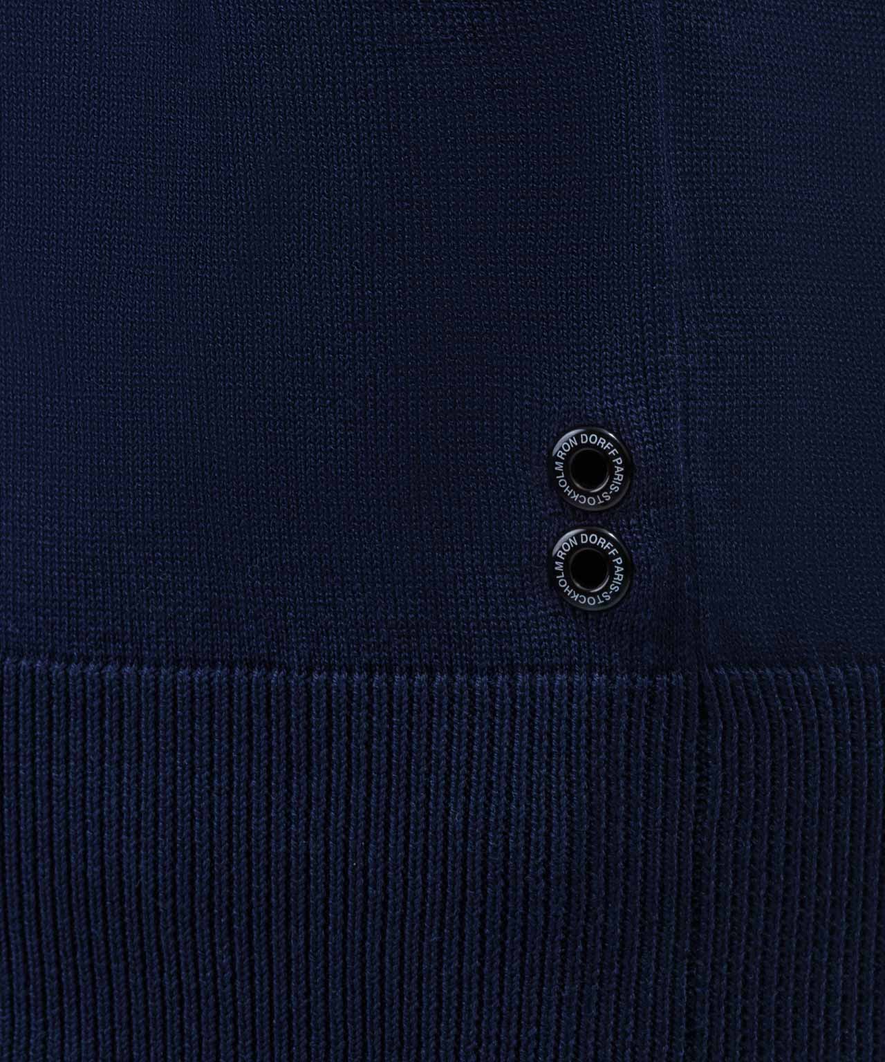 Cotton Silk Sweatshirt w Piping: Navy