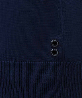 Cotton Silk Sweatshirt w Piping: Navy