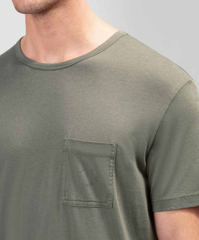 Cotton Modal T-Shirt w Chest Pocket: Olive Green