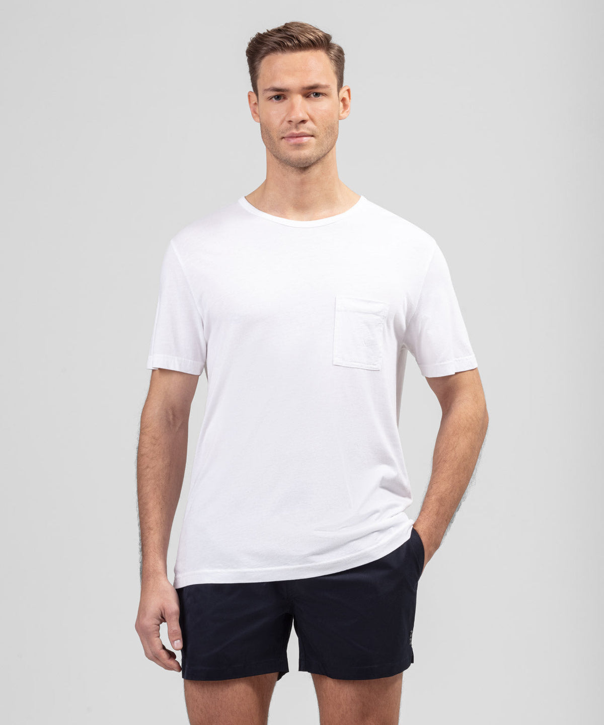 Cotton Modal T-Shirt w Chest Pocket: White
