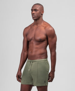 Cotton Modal Home Shorts: Olive Green