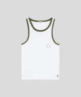 Ribbed Sports Tank Top: Olive Green / White