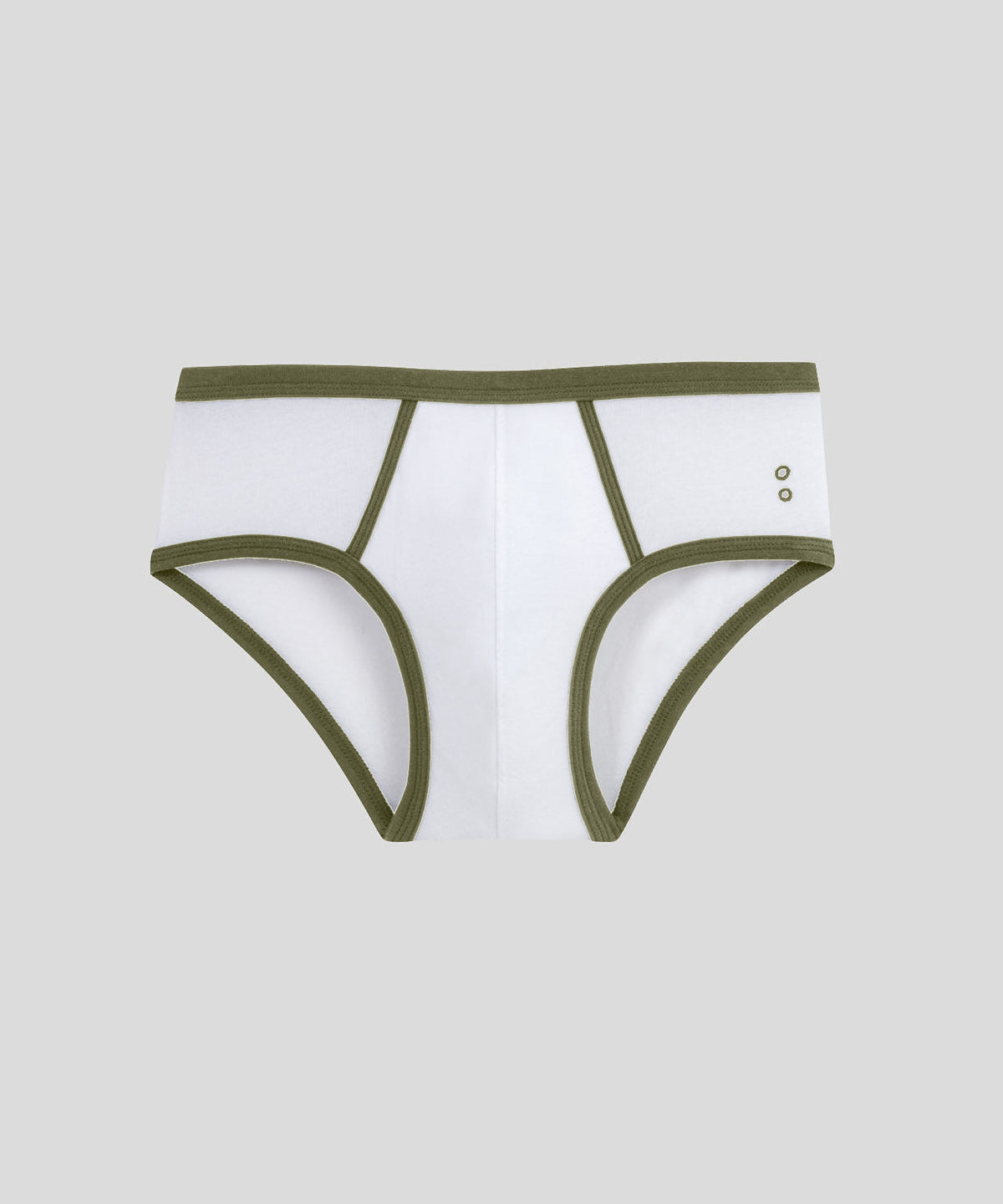 Y-Front Sports Briefs: Olive Green / White
