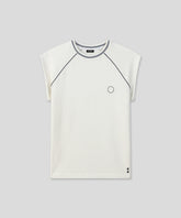 Organic Cotton Sleeveless Sweatshirt w. Piping: Off White