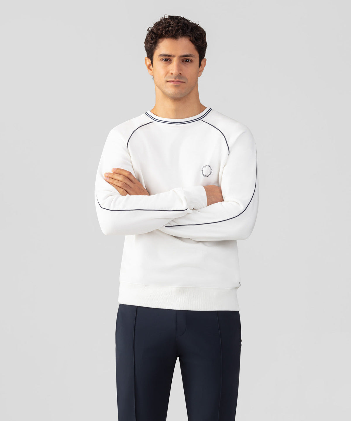 Organic Cotton Sweatshirt w. Piping: Off White