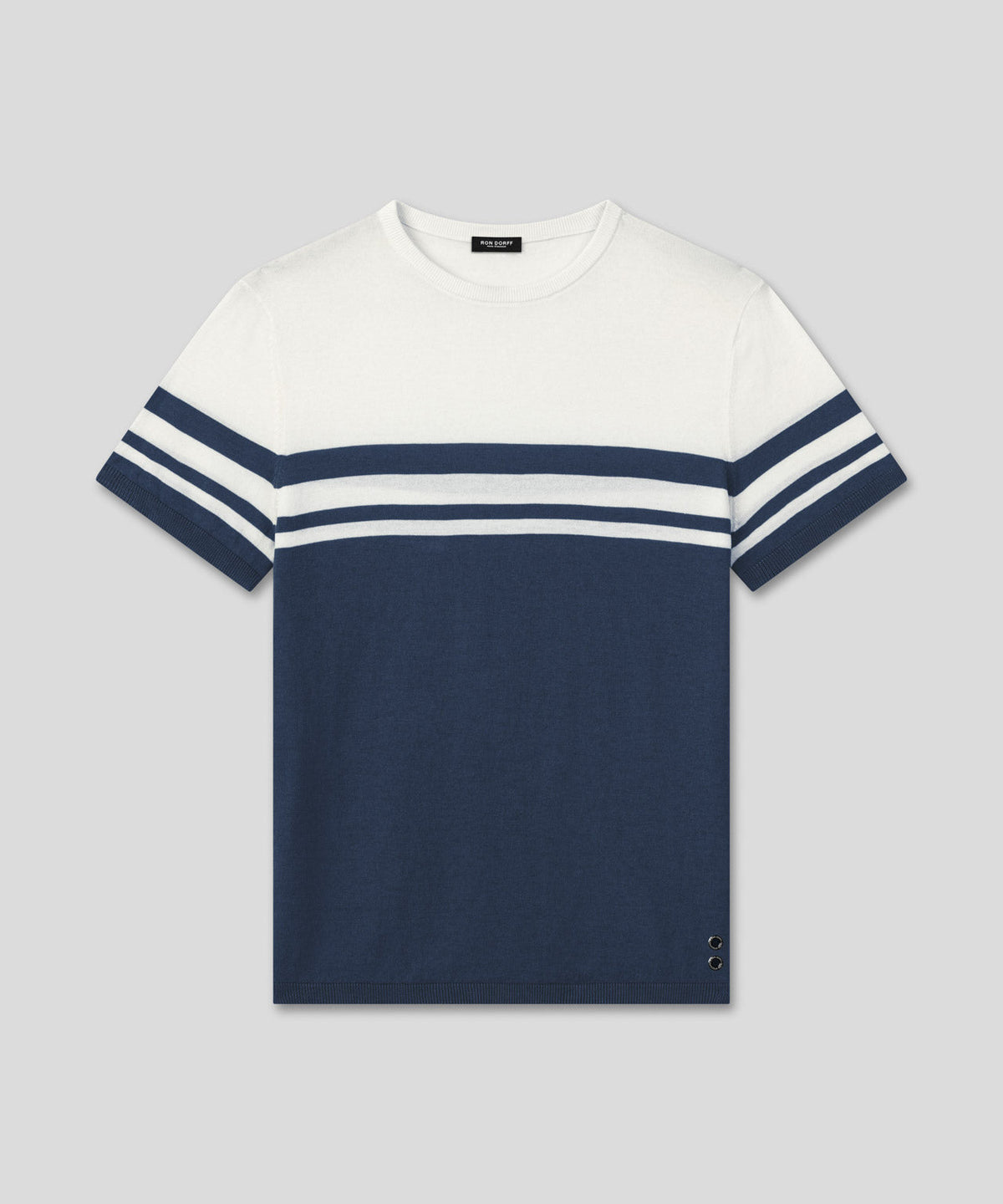 Bicolor Knitted T-Shirt: Deep Ocean