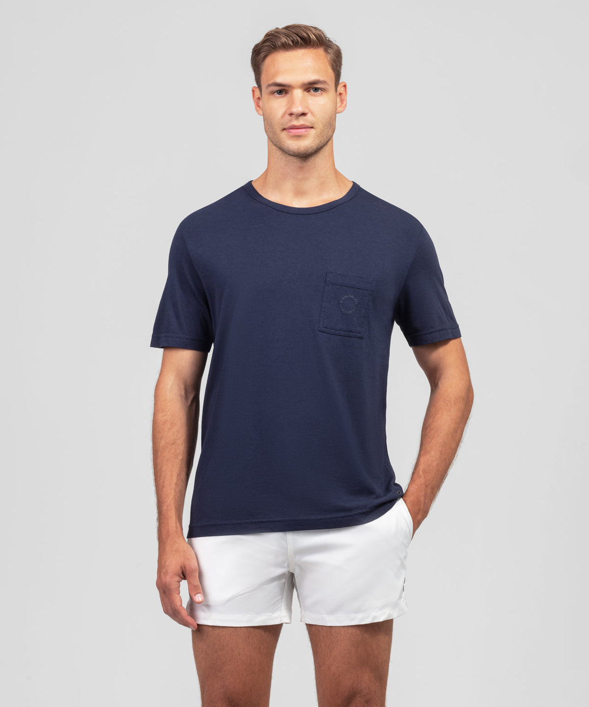 Cotton Modal T-Shirt w Chest Pocket: Navy