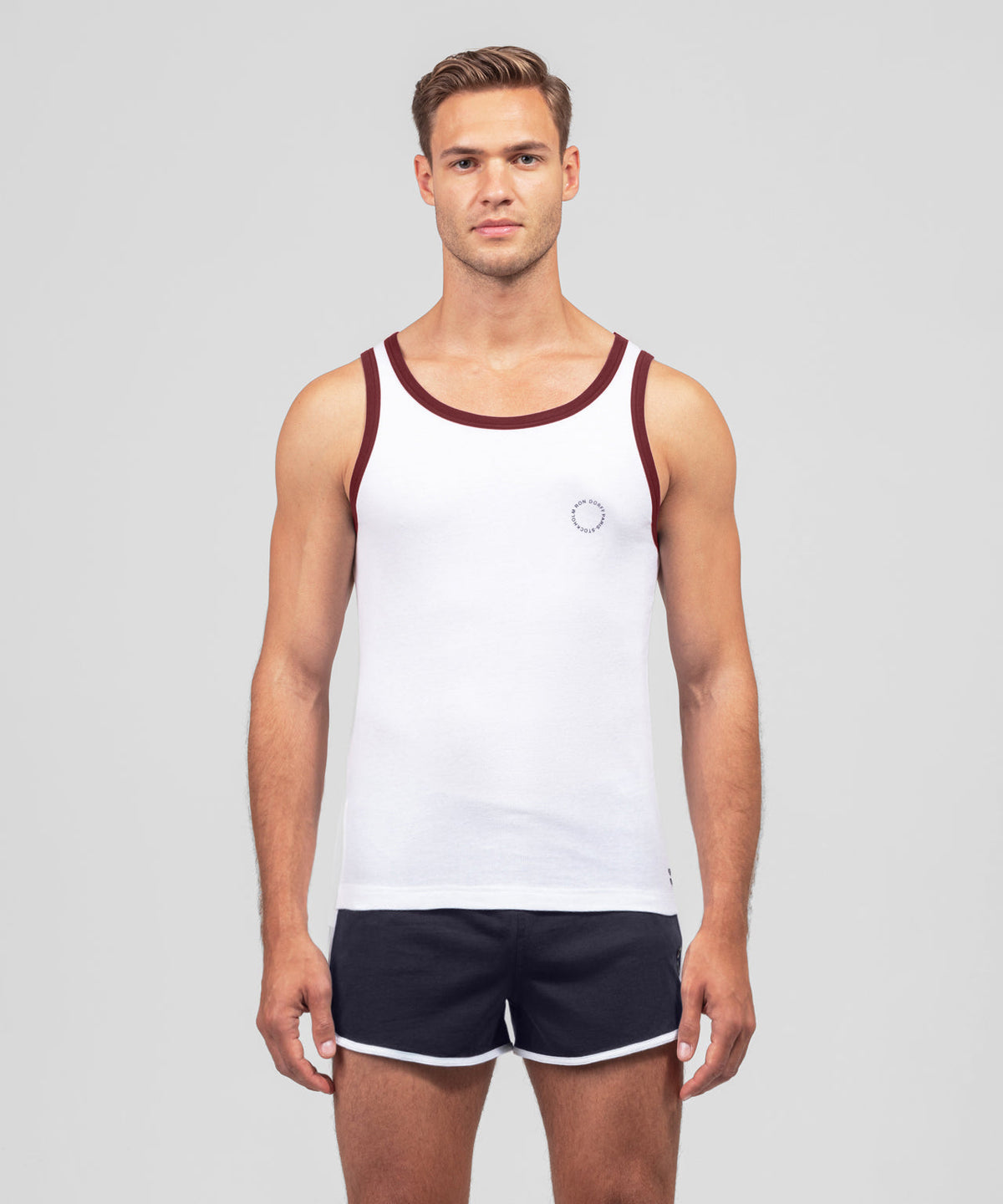 Ribbed Sports Tank Top: Amalfi Red / White